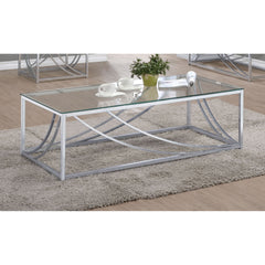 Brianne Glass and Chrome Coffee Table with Metal Leg