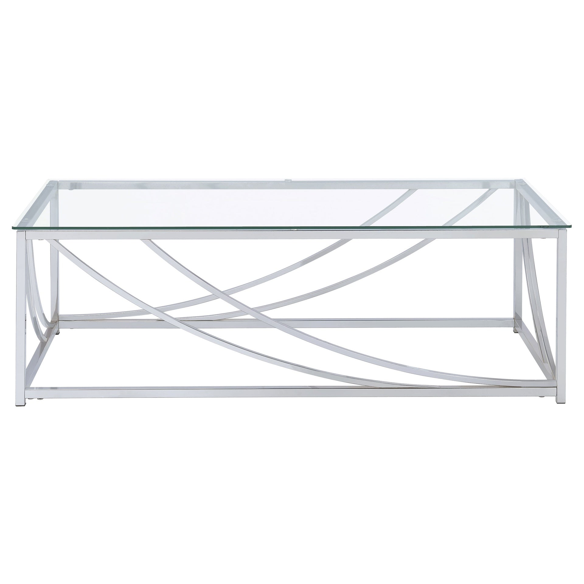 Brianne Glass and Chrome Coffee Table with Metal Leg