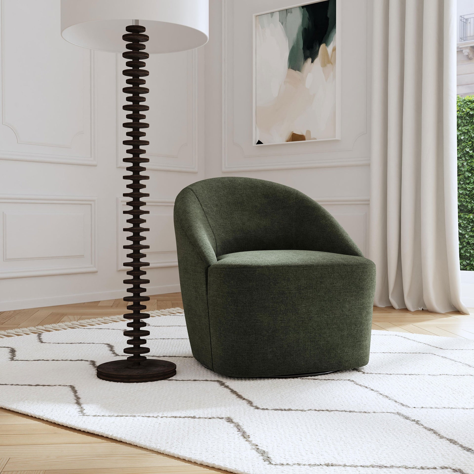 Denali Hunter Green Upholstered Accent Swivel Chair