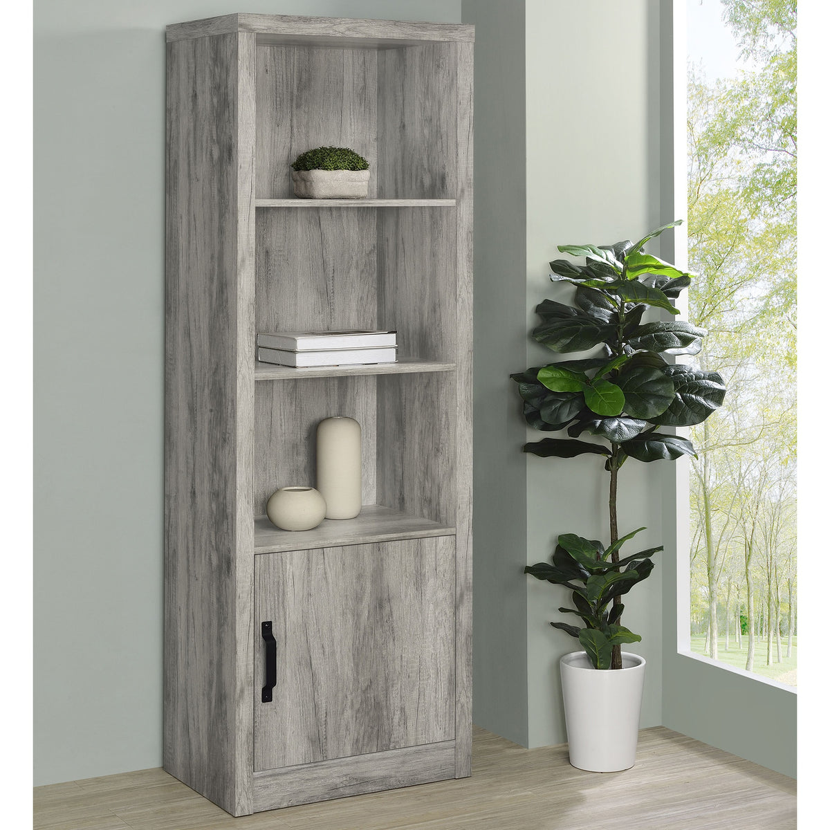 Conifer Grey Driftwood 3-shelf Media Tower