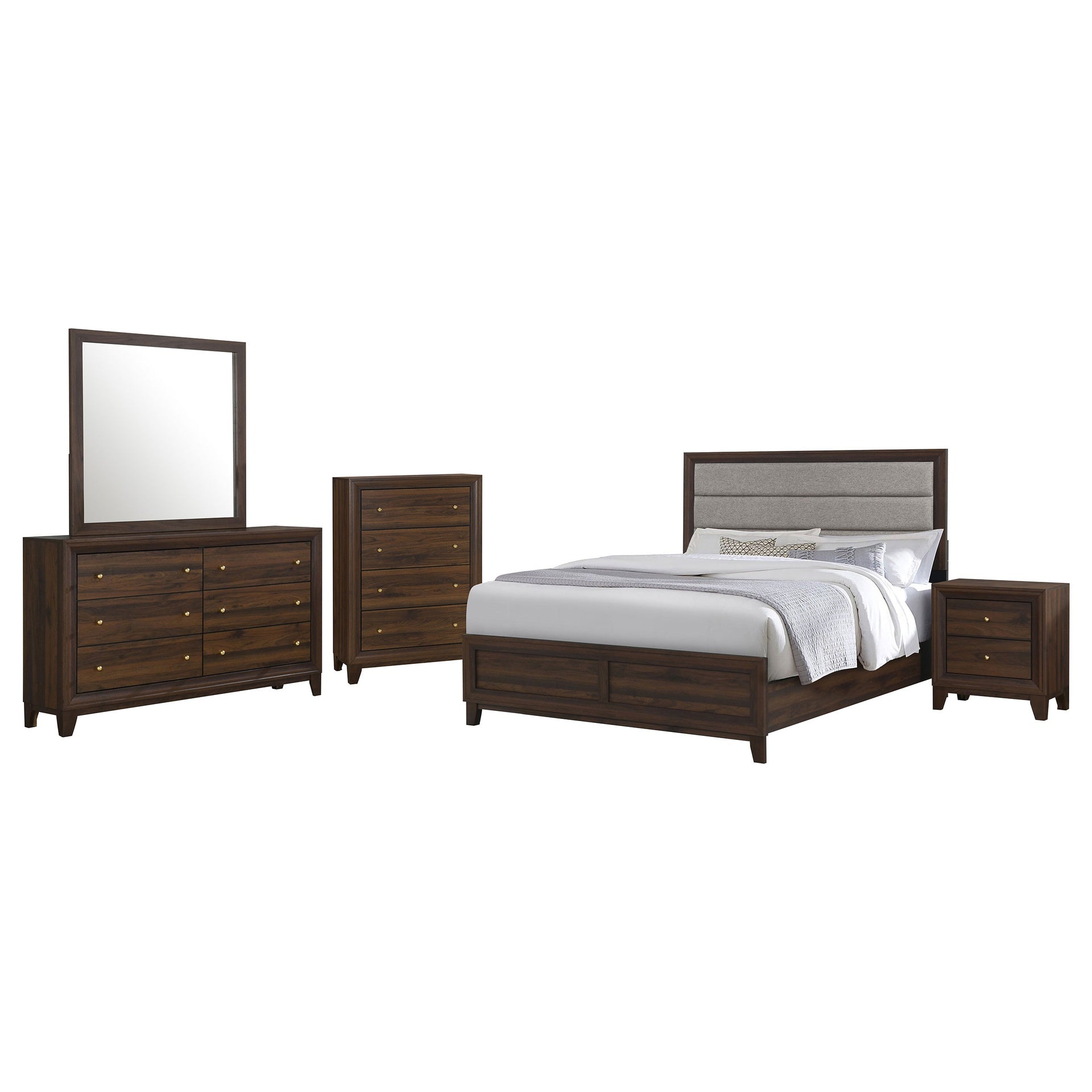 Anza Walnut 5-piece Queen Bedroom Set