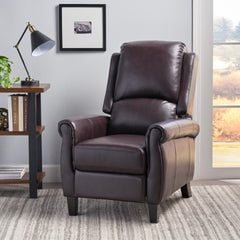 Fabric Recliner Chair Mid-Century Modern Recliner Pushback Single Recliner Sofa with Thicker Seat Cushion Tufted Upholstered Sofa with Wooden leg for Living Room Bedroom