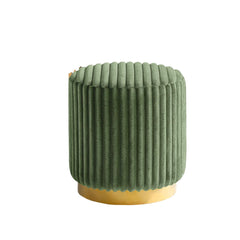 Green Finish Contemporary Style 1pc Round Accent Stool Gold Base Stainless Steel Fur Fabric Primary Living Room