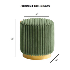 Green Finish Contemporary Style 1pc Round Accent Stool Gold Base Stainless Steel Fur Fabric Primary Living Room
