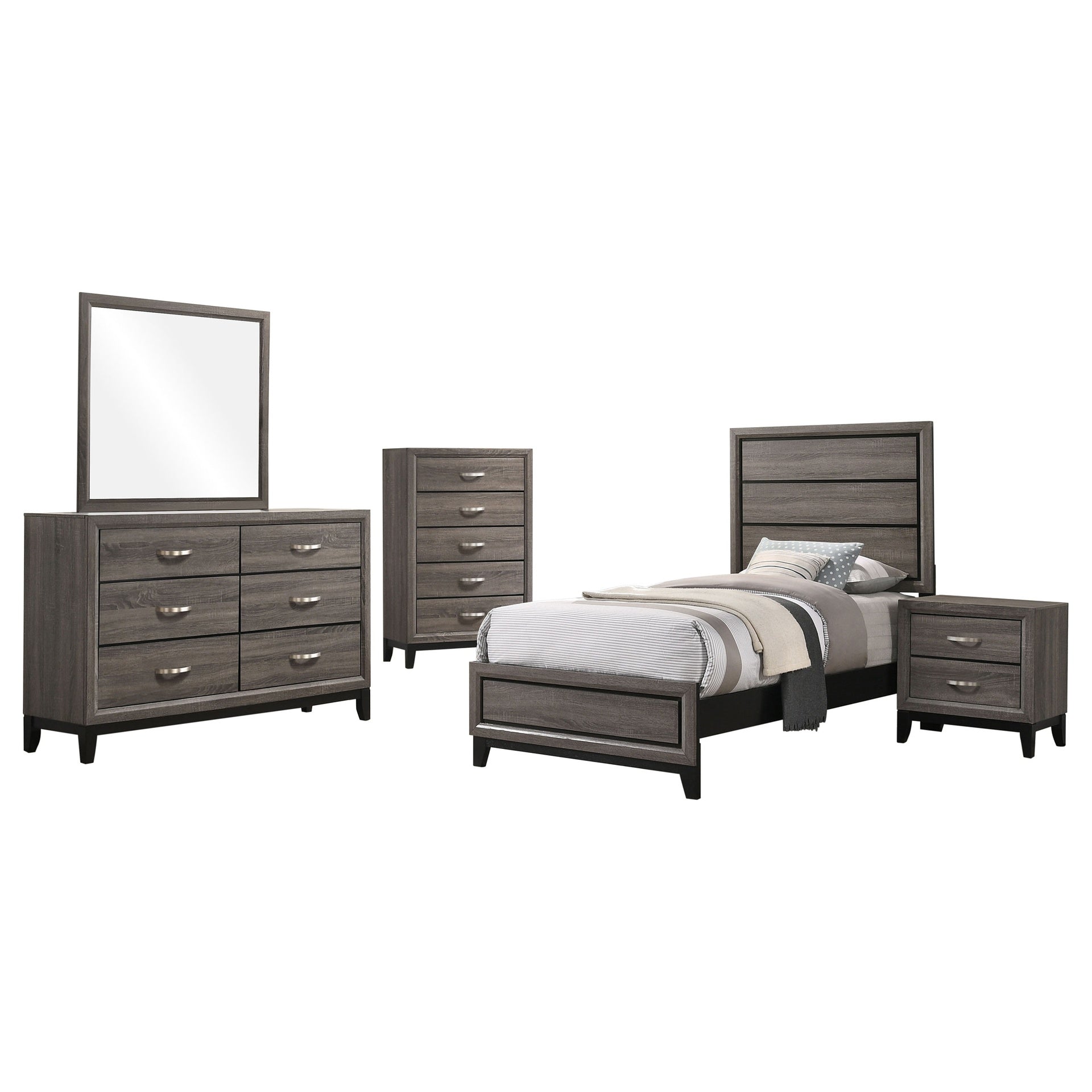 Cabrillo Grey Oak 5-piece Twin Bedroom Set