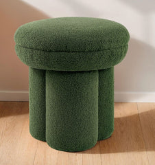 Round Top Accent Chair Pedestal Base Mushroom Design Stool Contemporary Green Finish Primary Living Room