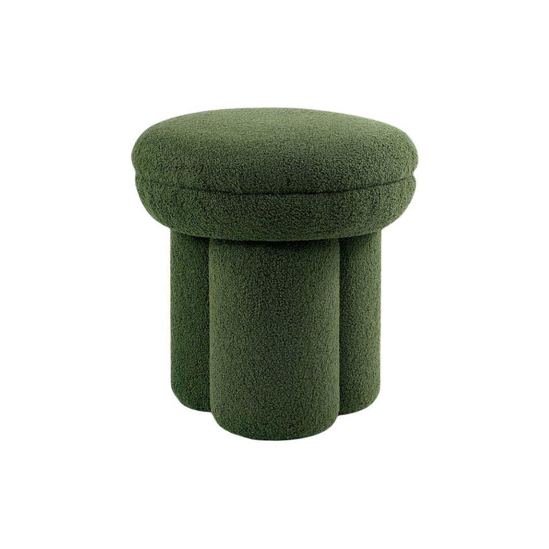 Round Top Accent Chair Pedestal Base Mushroom Design Stool Contemporary Green Finish Primary Living Room