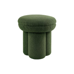 Round Top Accent Chair Pedestal Base Mushroom Design Stool Contemporary Green Finish Primary Living Room