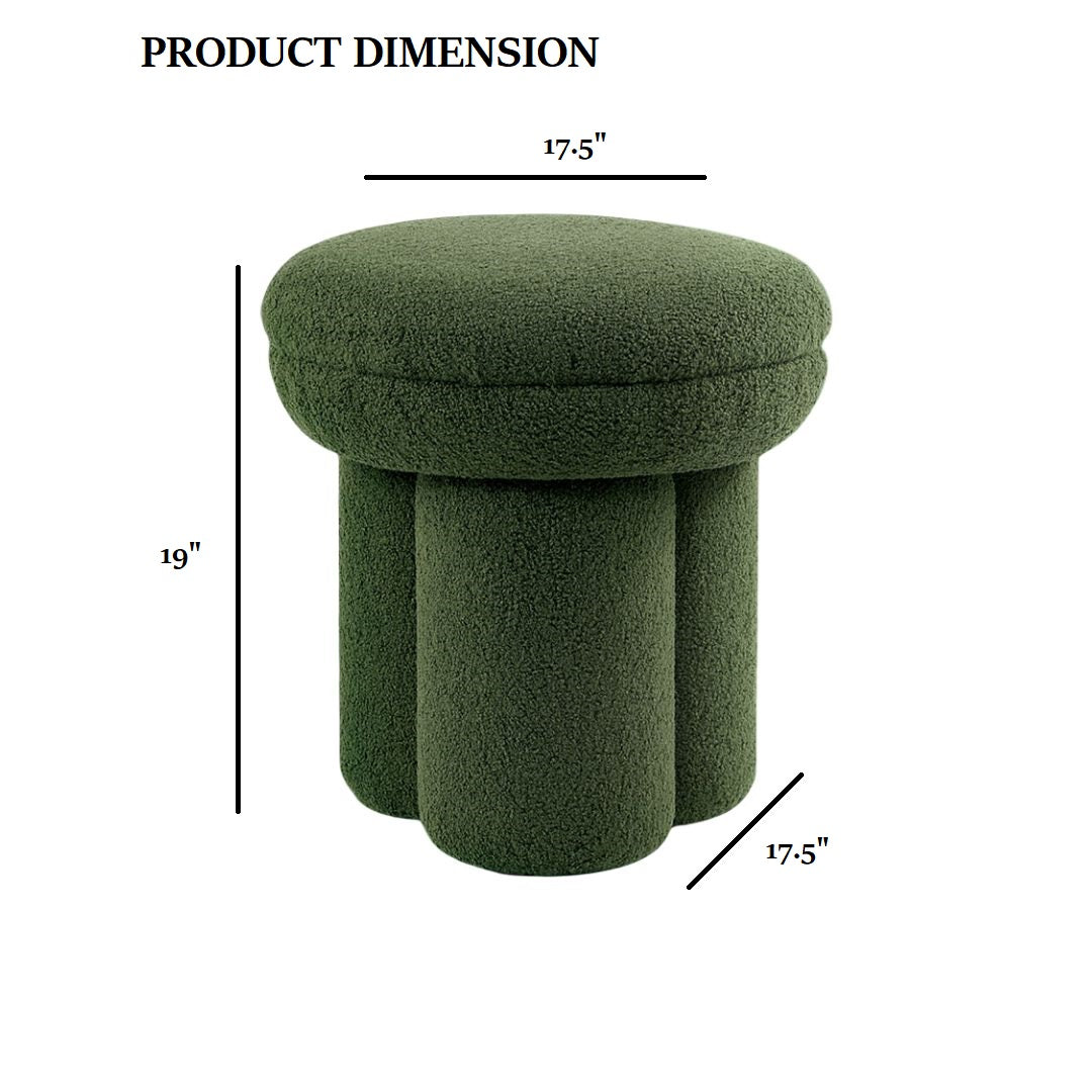 Round Top Accent Chair Pedestal Base Mushroom Design Stool Contemporary Green Finish Primary Living Room