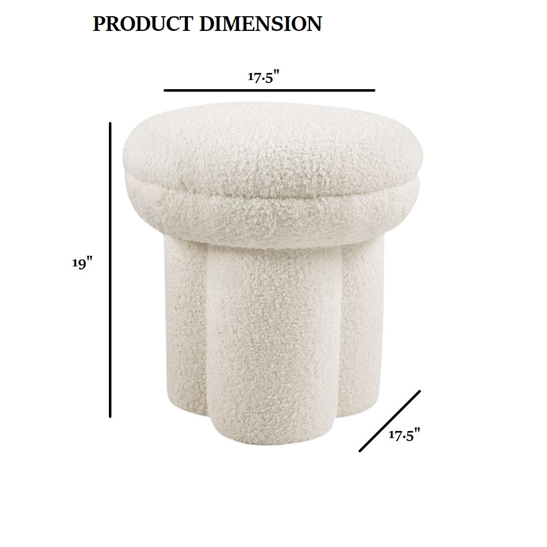 Contemporary Style Beige Finish Round Top Accent Chair Pedestal Base Mushroom Design Stool Primary Living Room