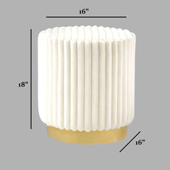 Contemporary Style 1pc Round Accent Stool Gold Base Stainless Steel Fur Fabric Beige Finish Primary Living Room
