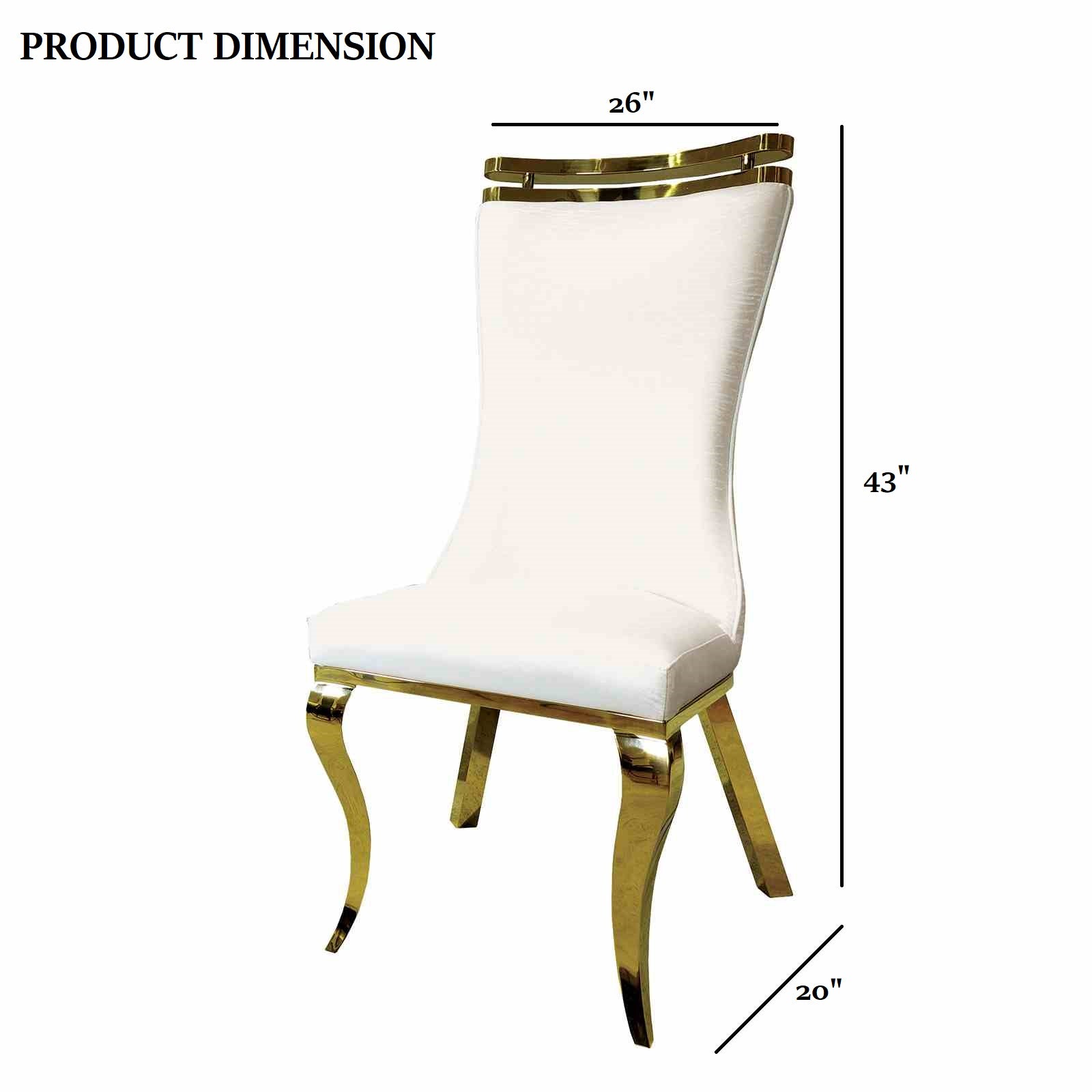 White Finish 2pc Side Chair Gold Legs Tiger Printed Upholstered Seat Dining Room