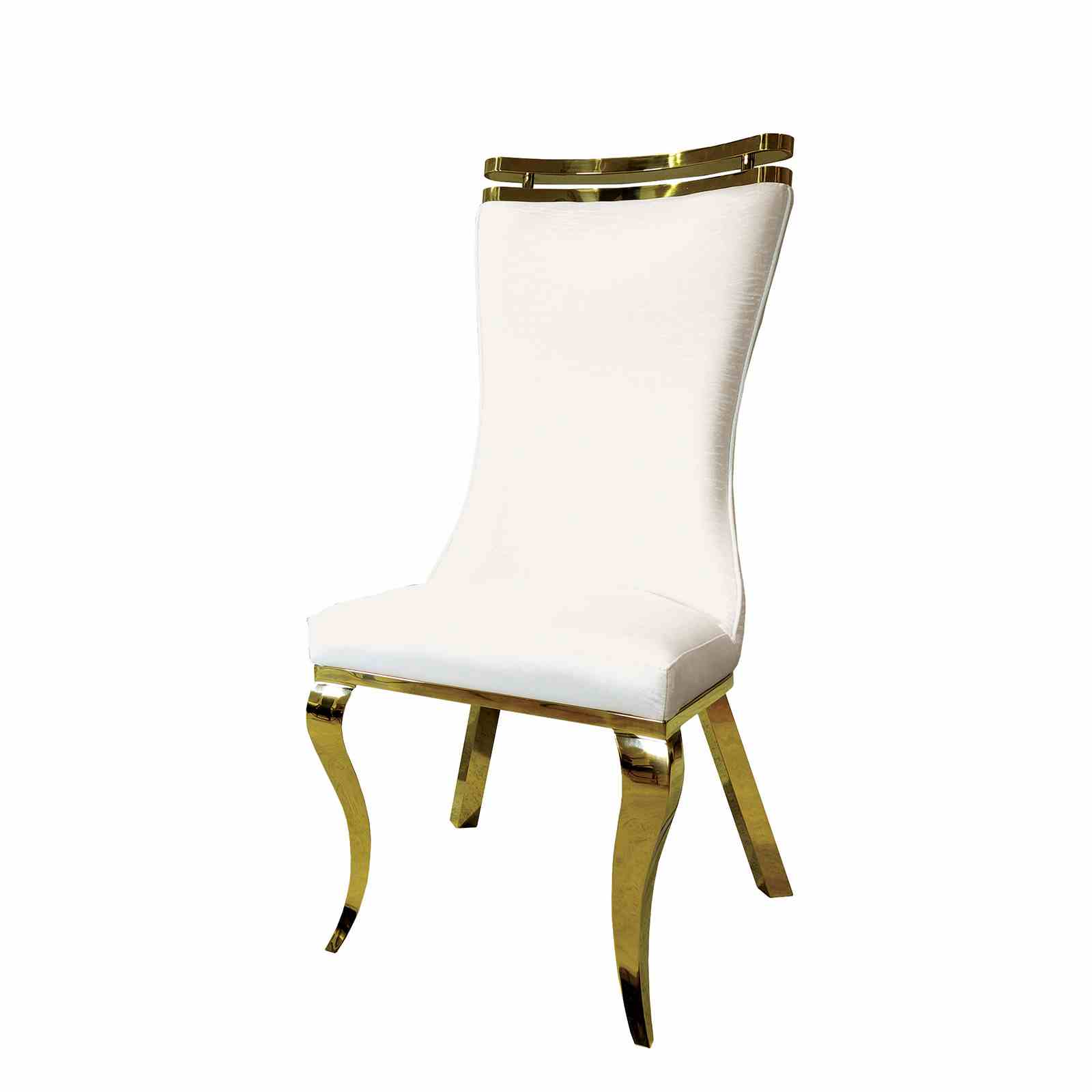 White Finish 2pc Side Chair Gold Legs Tiger Printed Upholstered Seat Dining Room