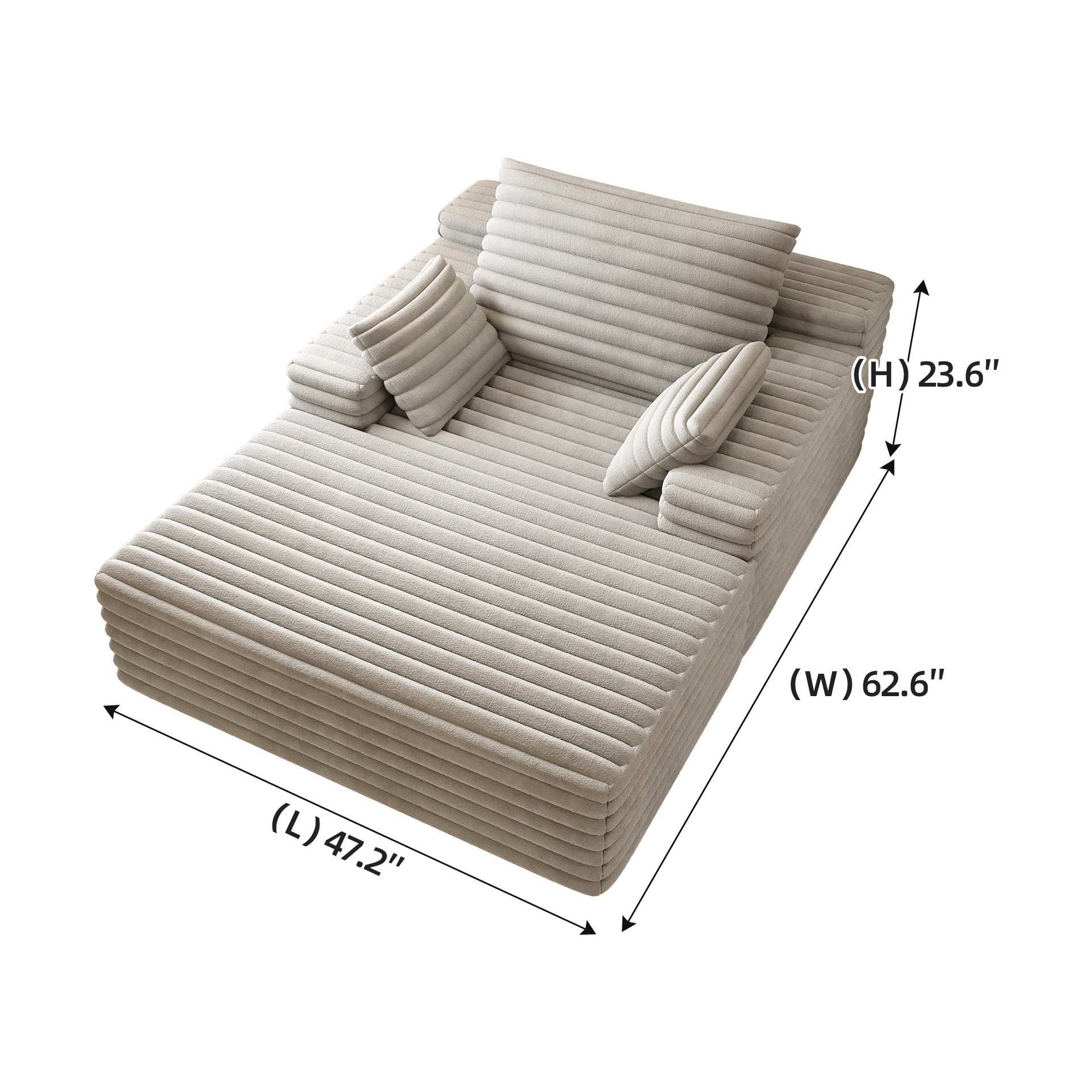 Chaise Lounge Chair Indoor, Oversized Upholstered Sofa Bed, Sleeper Couch Reading Chairs Fluffy Plush Faux Fur Cloud Sofas Couches for Living Room,Grey