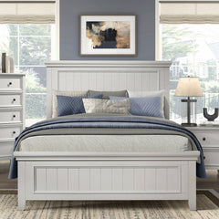 Farmhouse Style Full Size Panel Bed 1pc Classic White Finish Modern Bedroom Wooden Furniture
