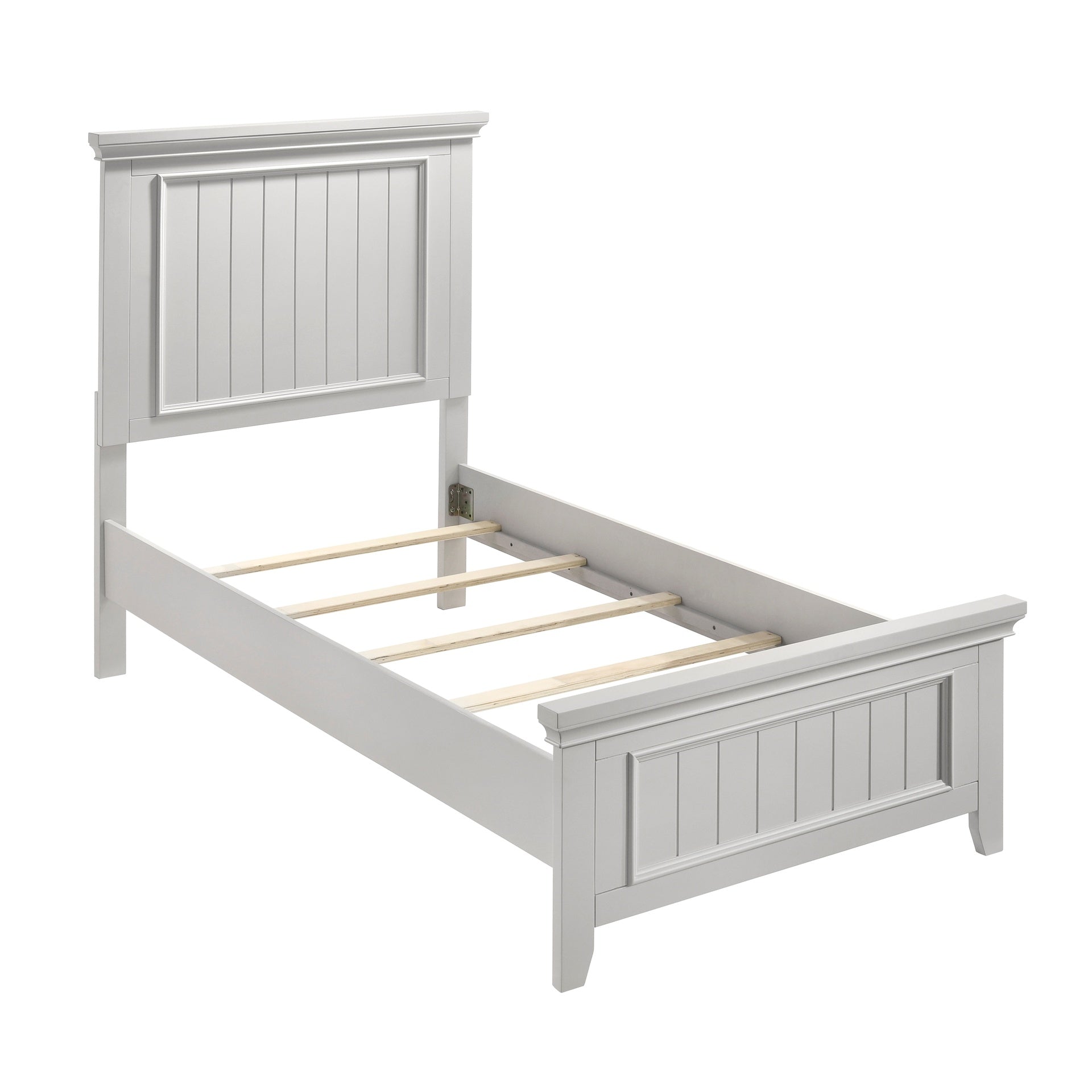 Farmhouse Style Twin Size Panel Bed 1pc Classic White Finish Modern Bedroom Wooden Furniture