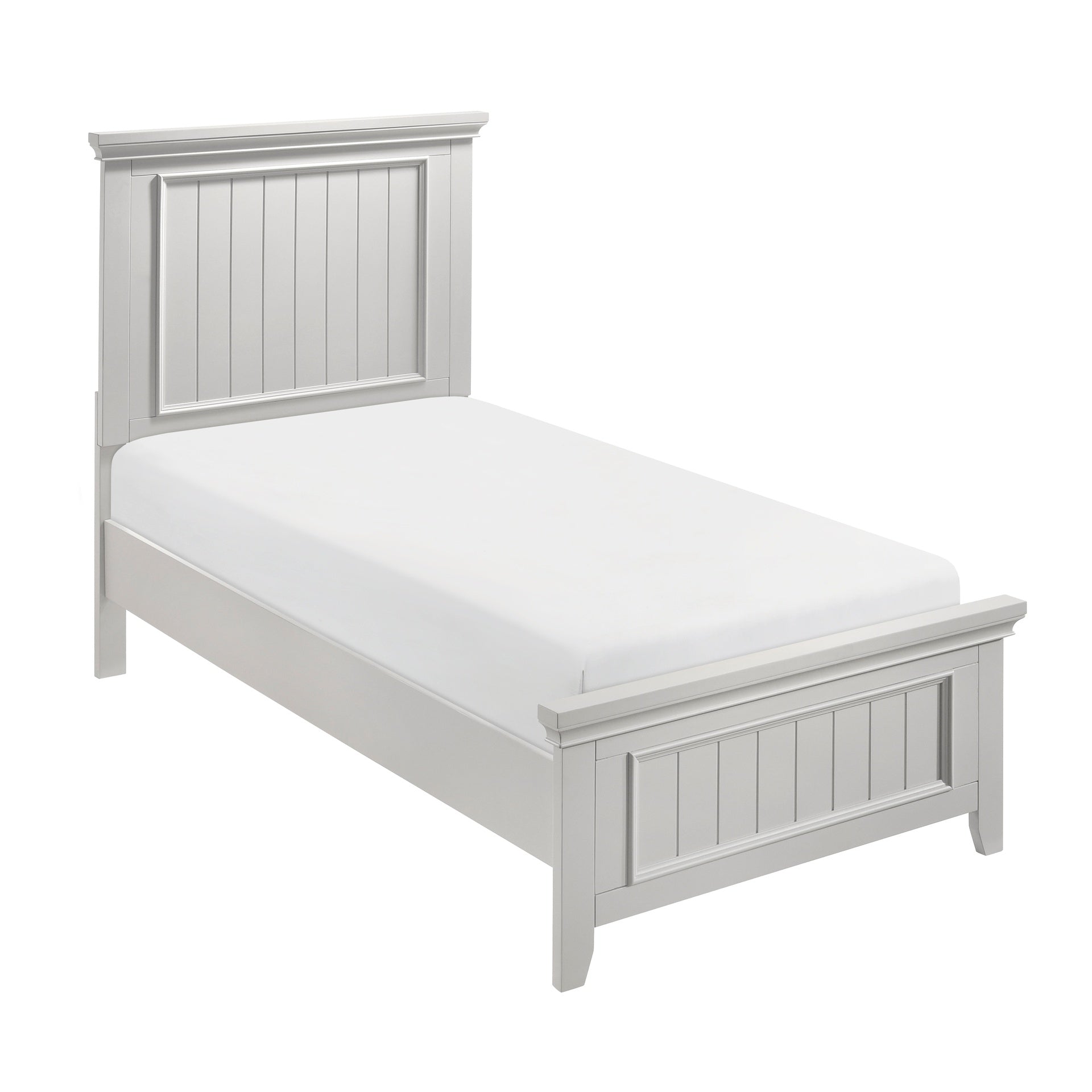 Farmhouse Style Twin Size Panel Bed 1pc Classic White Finish Modern Bedroom Wooden Furniture