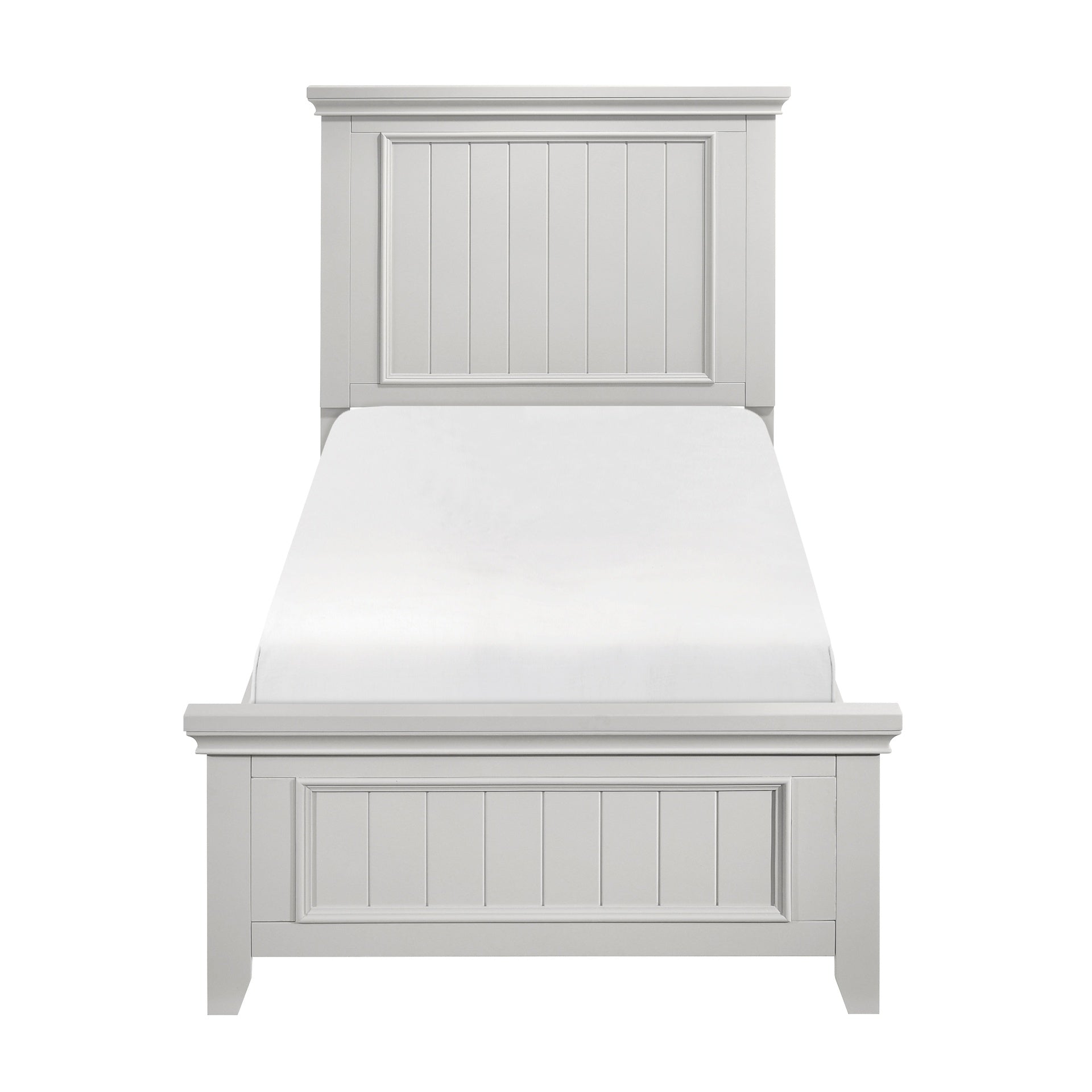 Farmhouse Style Twin Size Panel Bed 1pc Classic White Finish Modern Bedroom Wooden Furniture