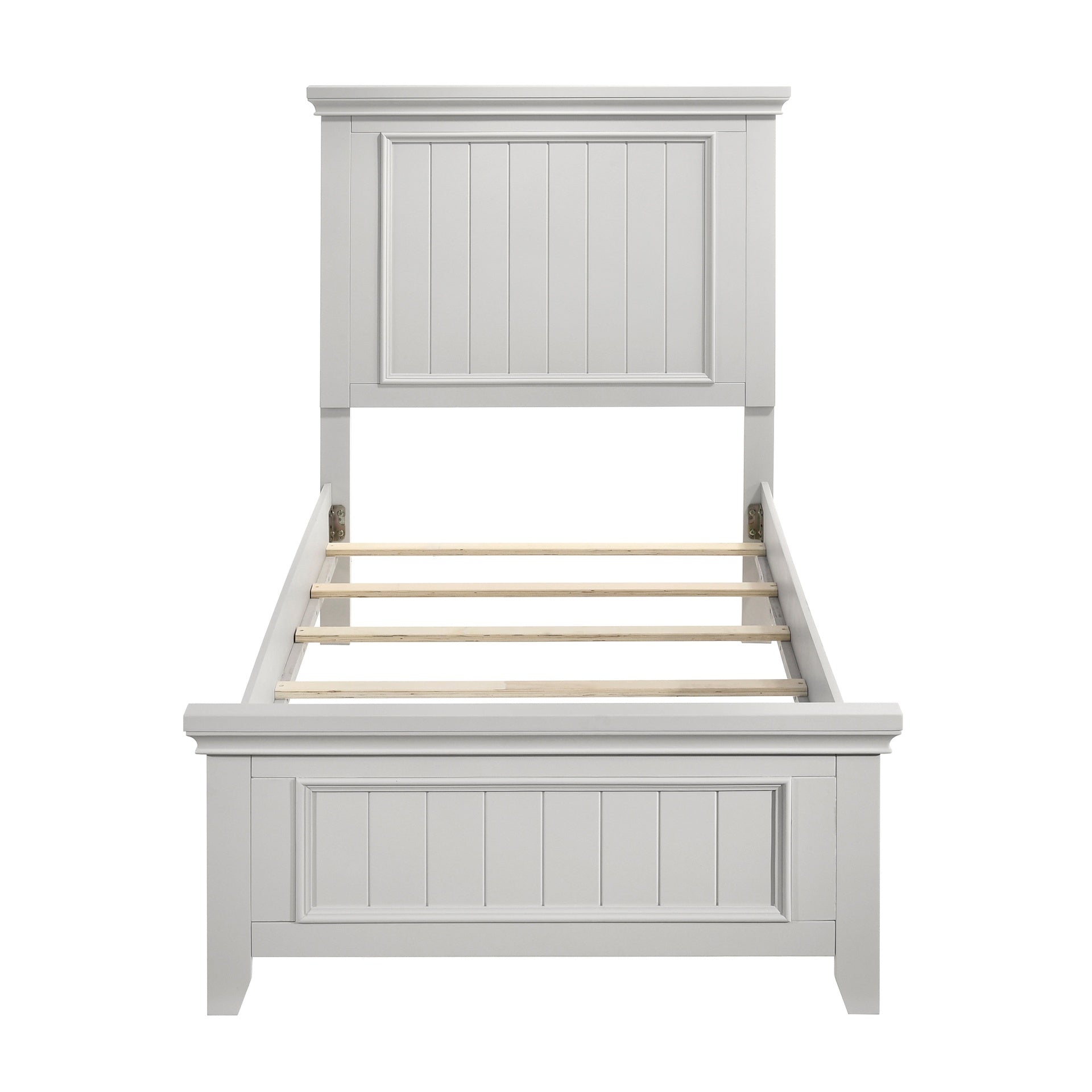 Farmhouse Style Twin Size Panel Bed 1pc Classic White Finish Modern Bedroom Wooden Furniture