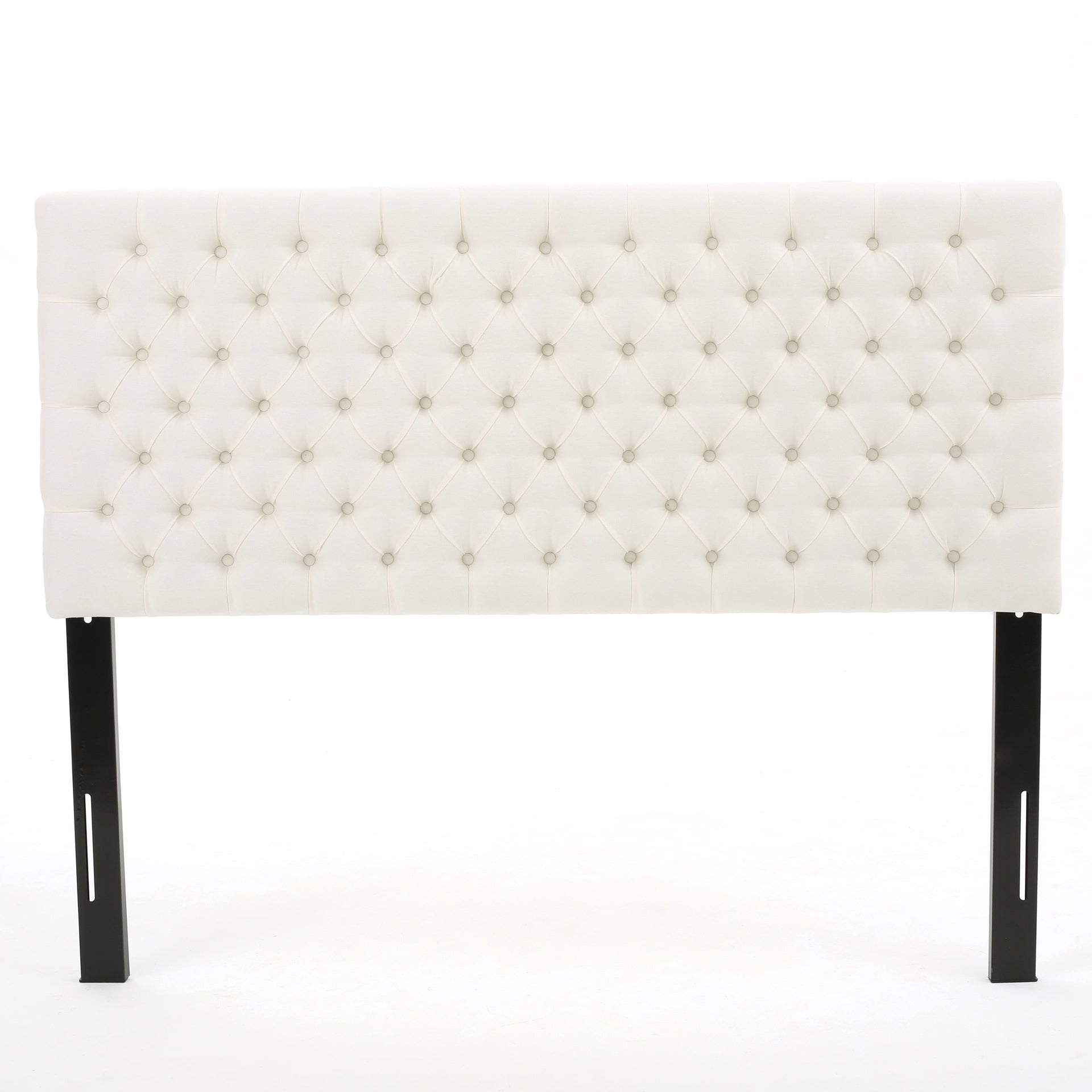 Tufted Upholstered Queen Size Bed Headboard in Modern Button Design, Adjustable Solid Wood Head Board, Solid Wood Head Board with Durable Metal Legs in Bedroom