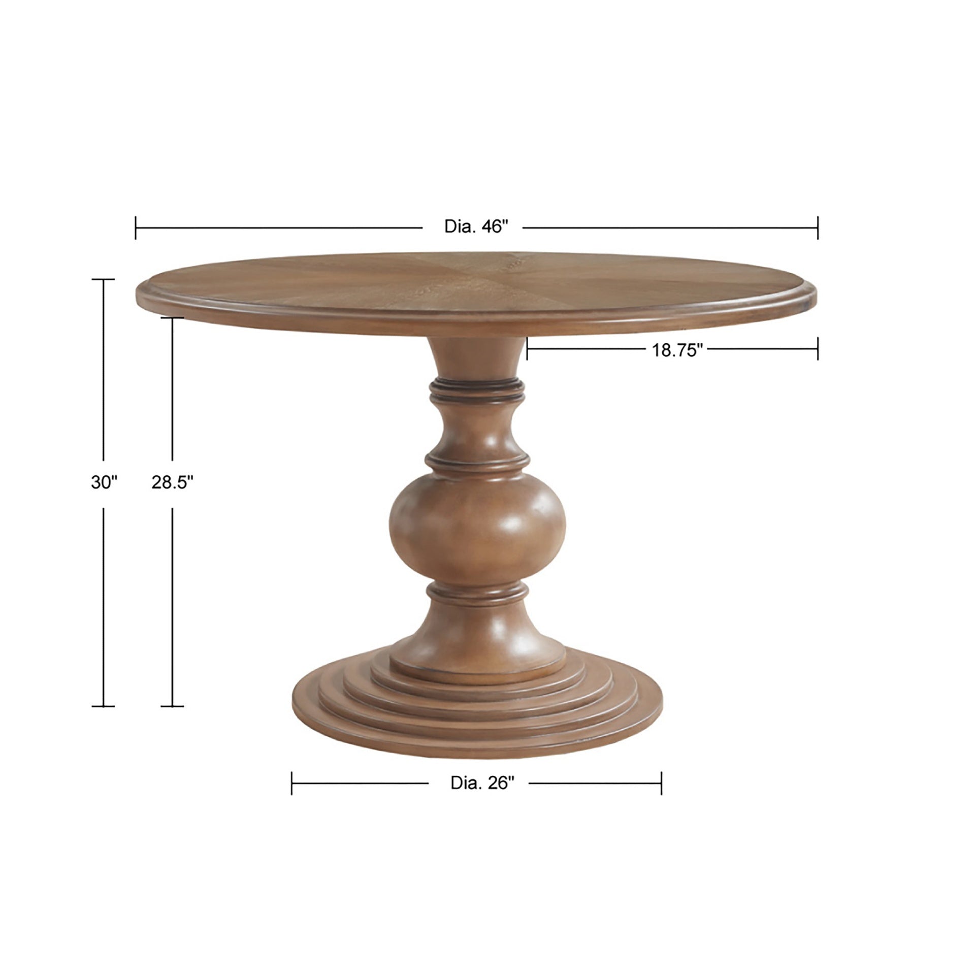 46" Round Pedestal Dining Table Reclaimed Walnut 46" Dia.