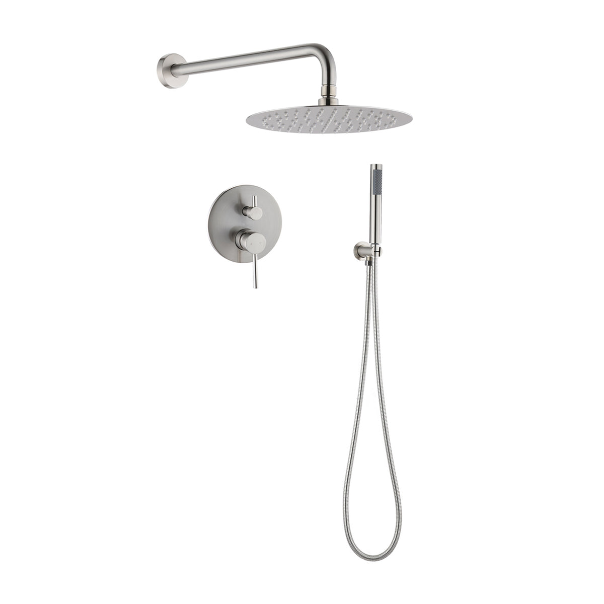 10" Brushed Nickle Roud Rain Shower head and Handheld Shower Head Set