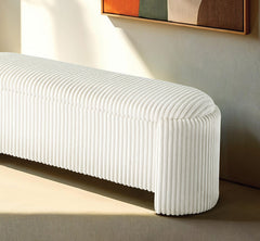 Contemporary Style Bench Built In Storage Compartment White Finish Primary Living Room