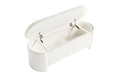 Contemporary Style Bench Built In Storage Compartment White Finish Primary Living Room