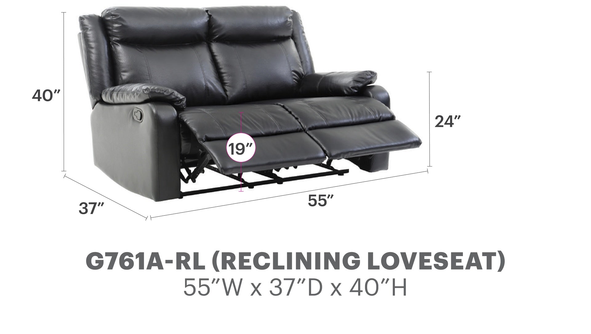 Sleek Black Contemporary Love Seat