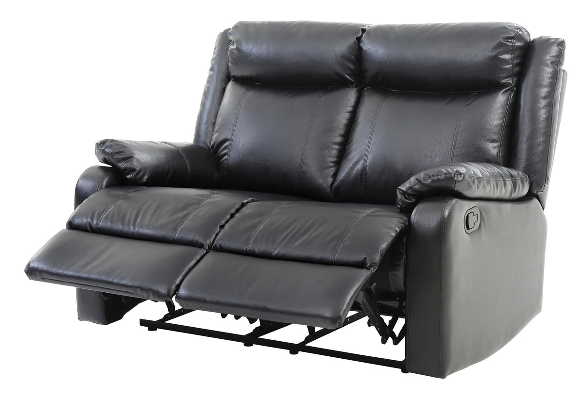 Sleek Black Contemporary Love Seat