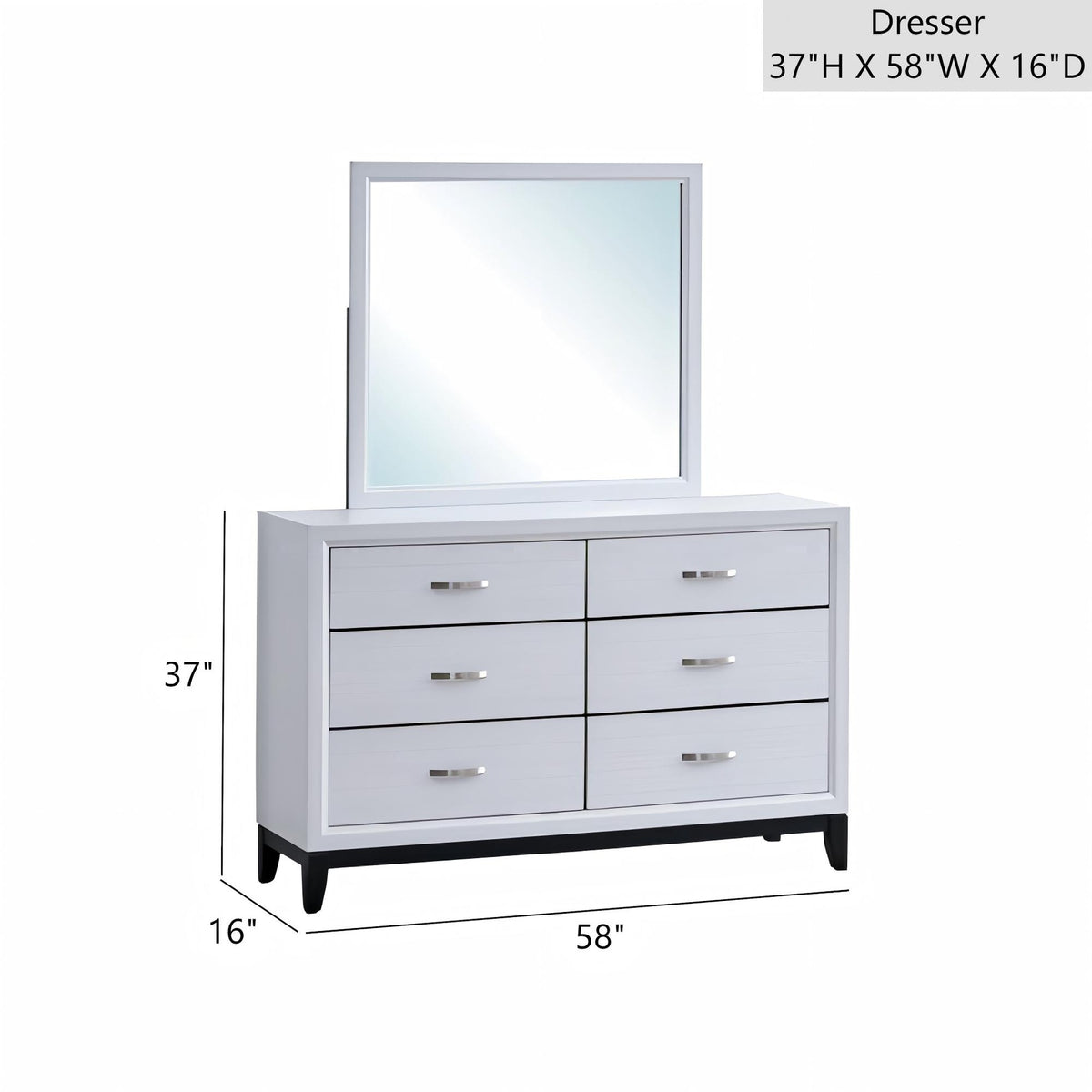 Glasgow G04390-D Dresser(Mirror Not Included) , White