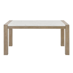 Louisa 7Pc 66" Rectangular White Faux Marble Top Dining Set in Light Oak Finish