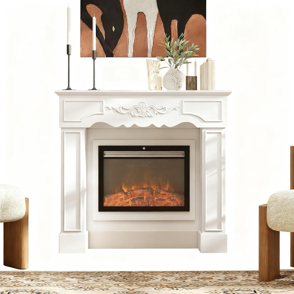 Fireplace Mantel, Freestanding Fireplace Surround with Leg for Electric Fireplaces