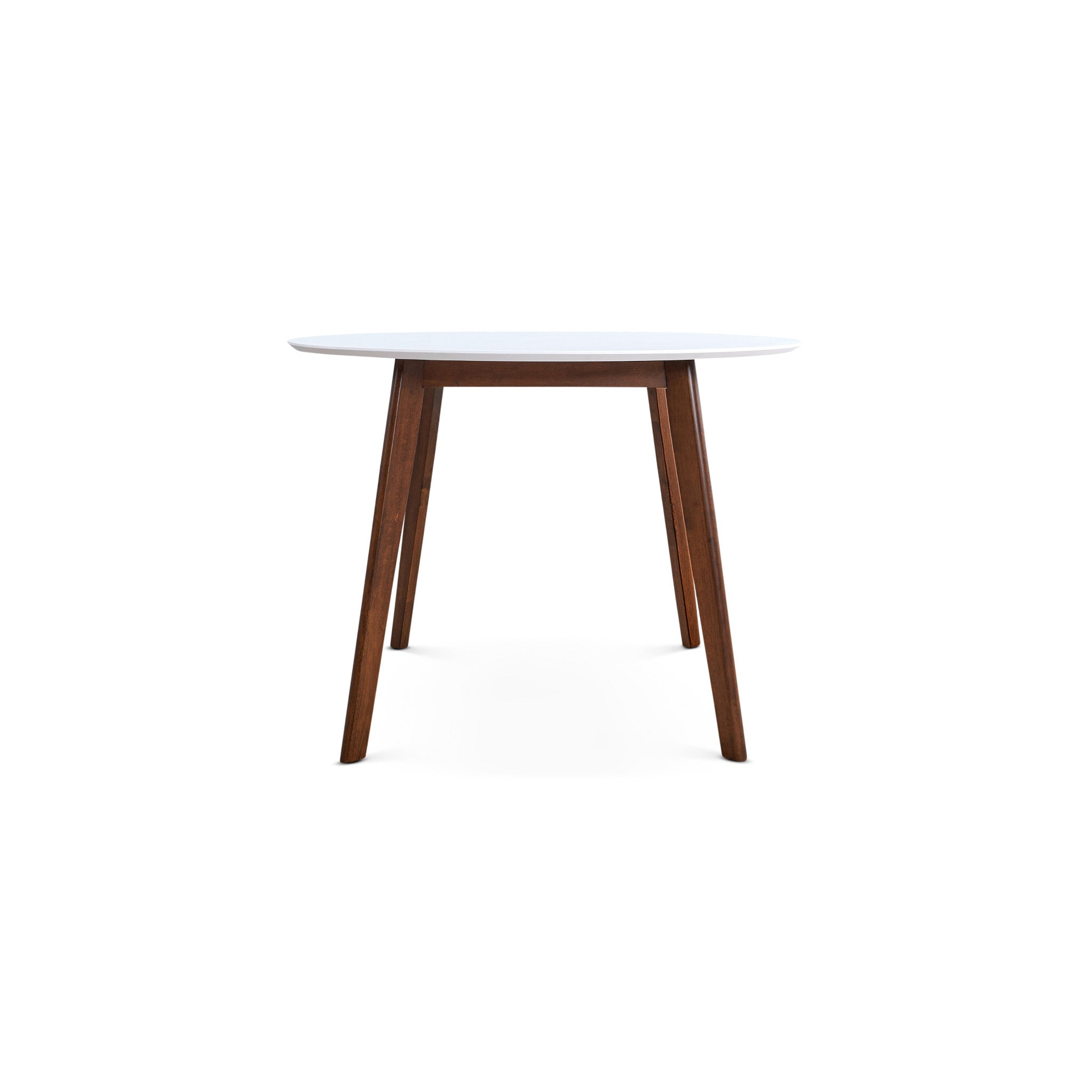 Minimalist Mid Century Modern White Top Dining Table with Solid Wood Legs and MDF Tabletop 39.4" for Kitchen, Dining Room, Dinette, Breakfast