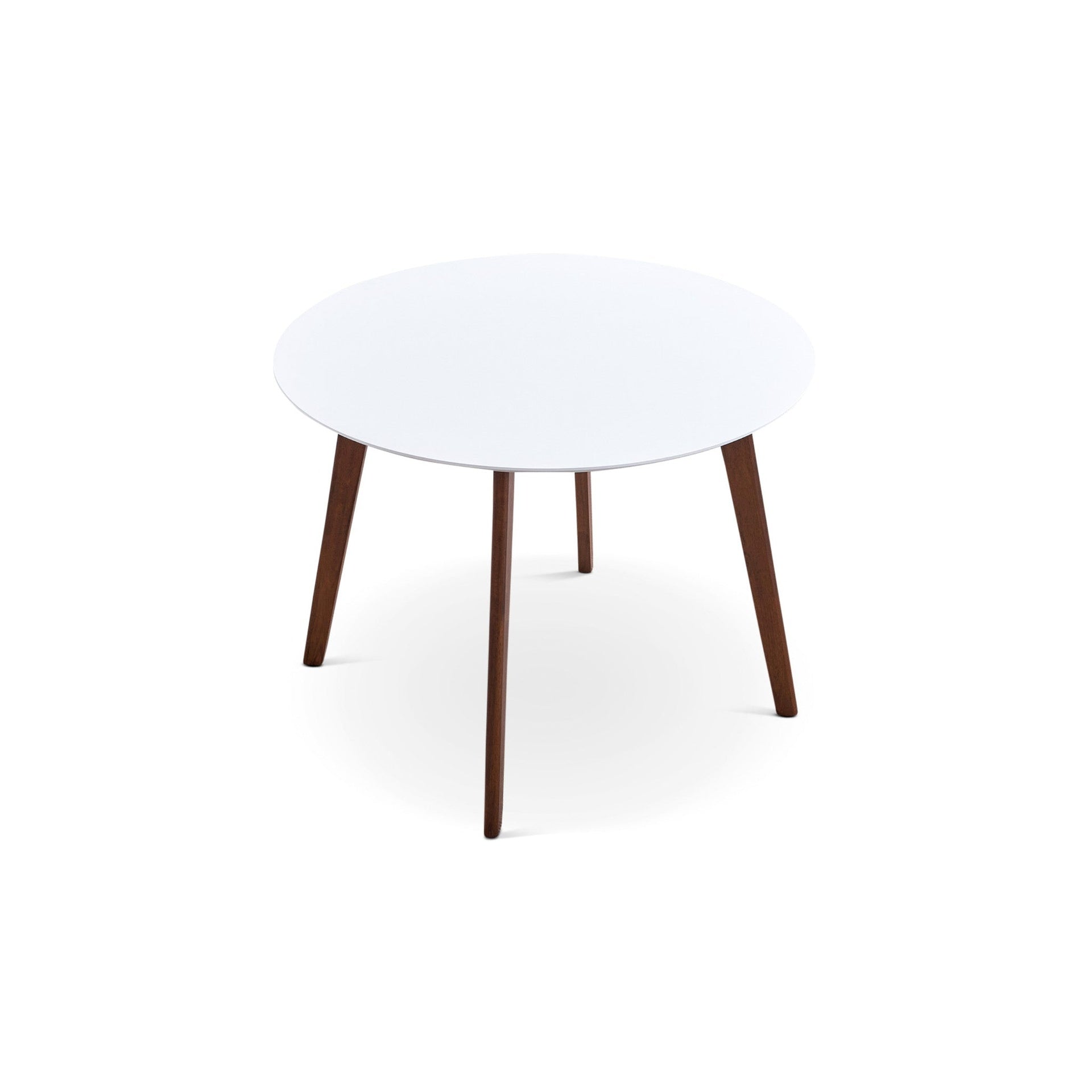 Minimalist Mid Century Modern White Top Dining Table with Solid Wood Legs and MDF Tabletop 39.4" for Kitchen, Dining Room, Dinette, Breakfast