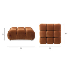 Marcel 36" Bubble Modular Modern Cocktail Ottoman, Olive Green Performance Velvet