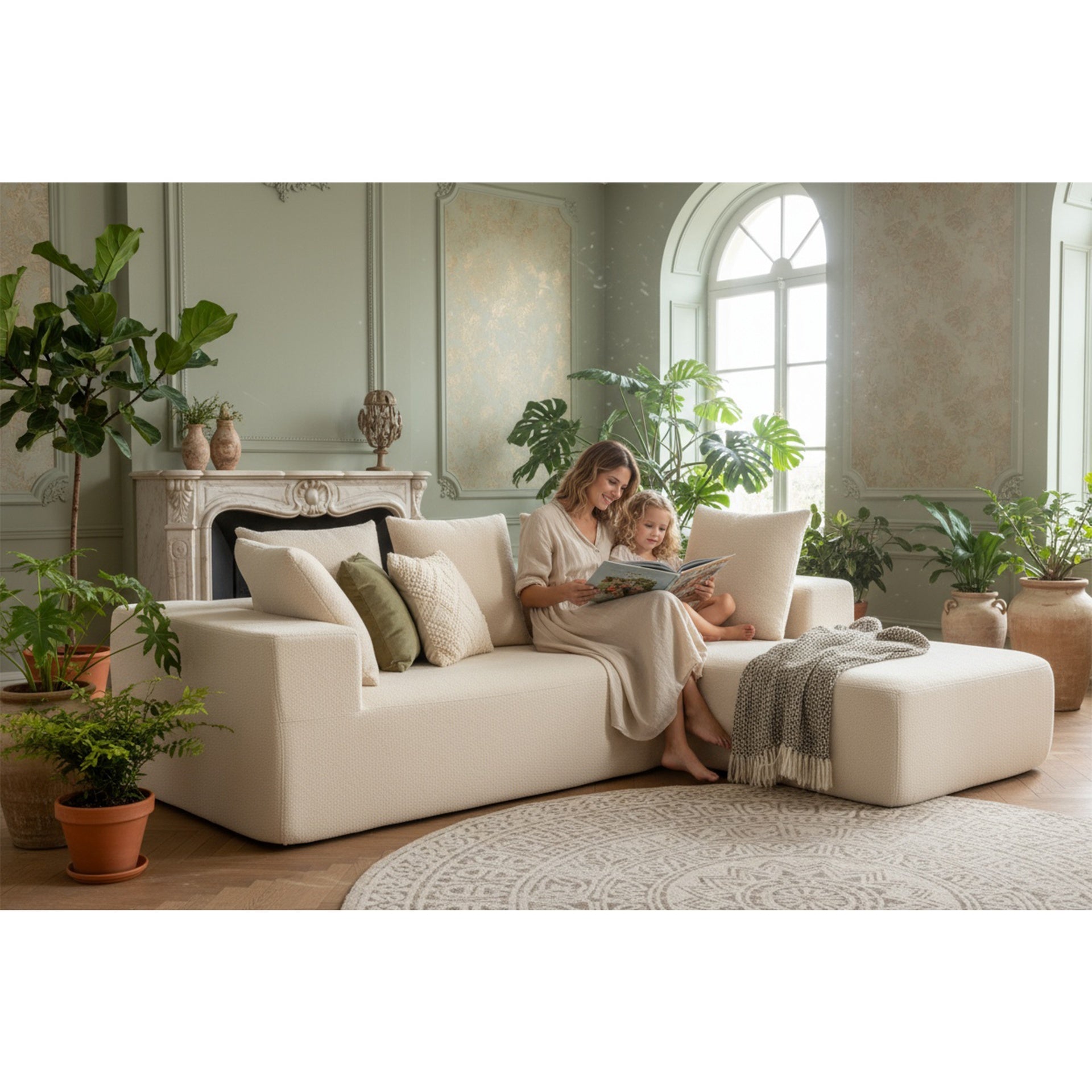 Elegant Beige Modular Sofa with Soft Cushions – Comfortable Sectional, Ideal for Living Rooms and Offices:YKX-33002-Beige