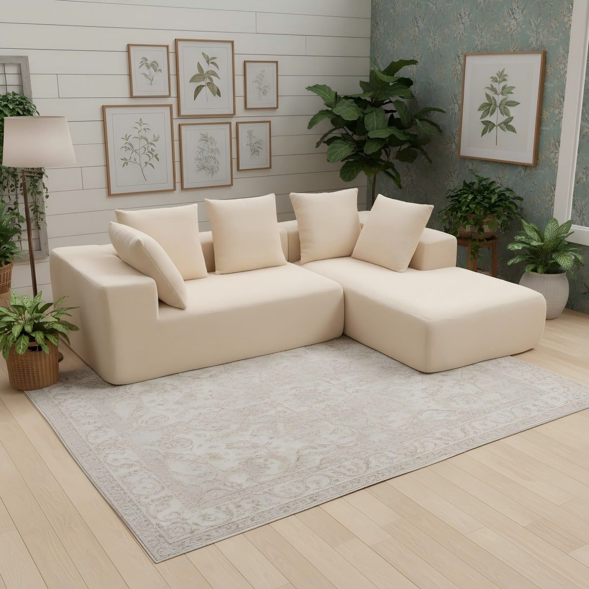 Elegant Beige Modular Sofa with Soft Cushions – Comfortable Sectional, Ideal for Living Rooms and Offices:YKX-33002-Beige