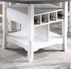 Dining Room Antique White / Gray 1pc Counter Height Table w Built in Lazy Suzan Storage Shelf Dining Table Bottom Functional Kitchen Table
