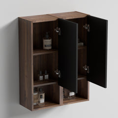 CC1014S110.309  Black & Walnut Bathroom Floating Side Cabinet, Wall-mounted Storage Cabinet for Small Space, KD