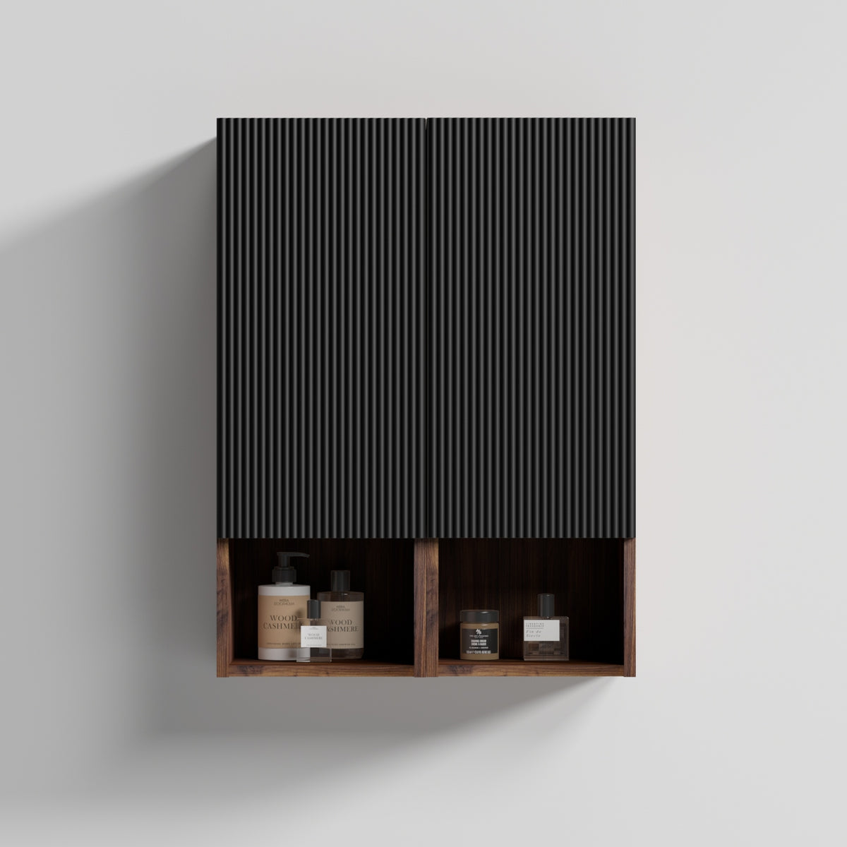 CC1014S110.309  Black & Walnut Bathroom Floating Side Cabinet, Wall-mounted Storage Cabinet for Small Space, KD
