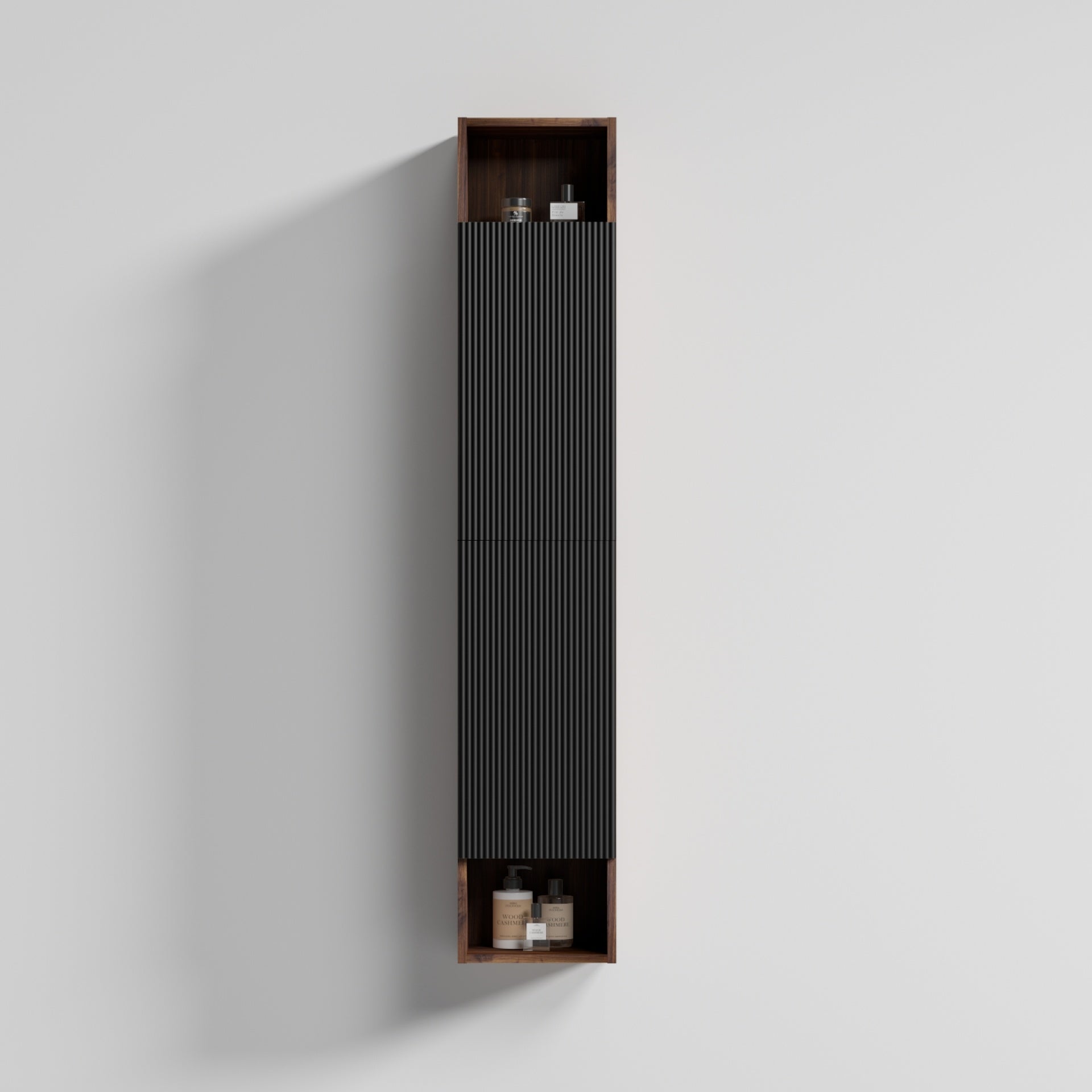 CC1014S110.309  Black & Walnut Bathroom Floating Side Cabinet, Wall-mounted Storage Cabinet for Small Space, KD