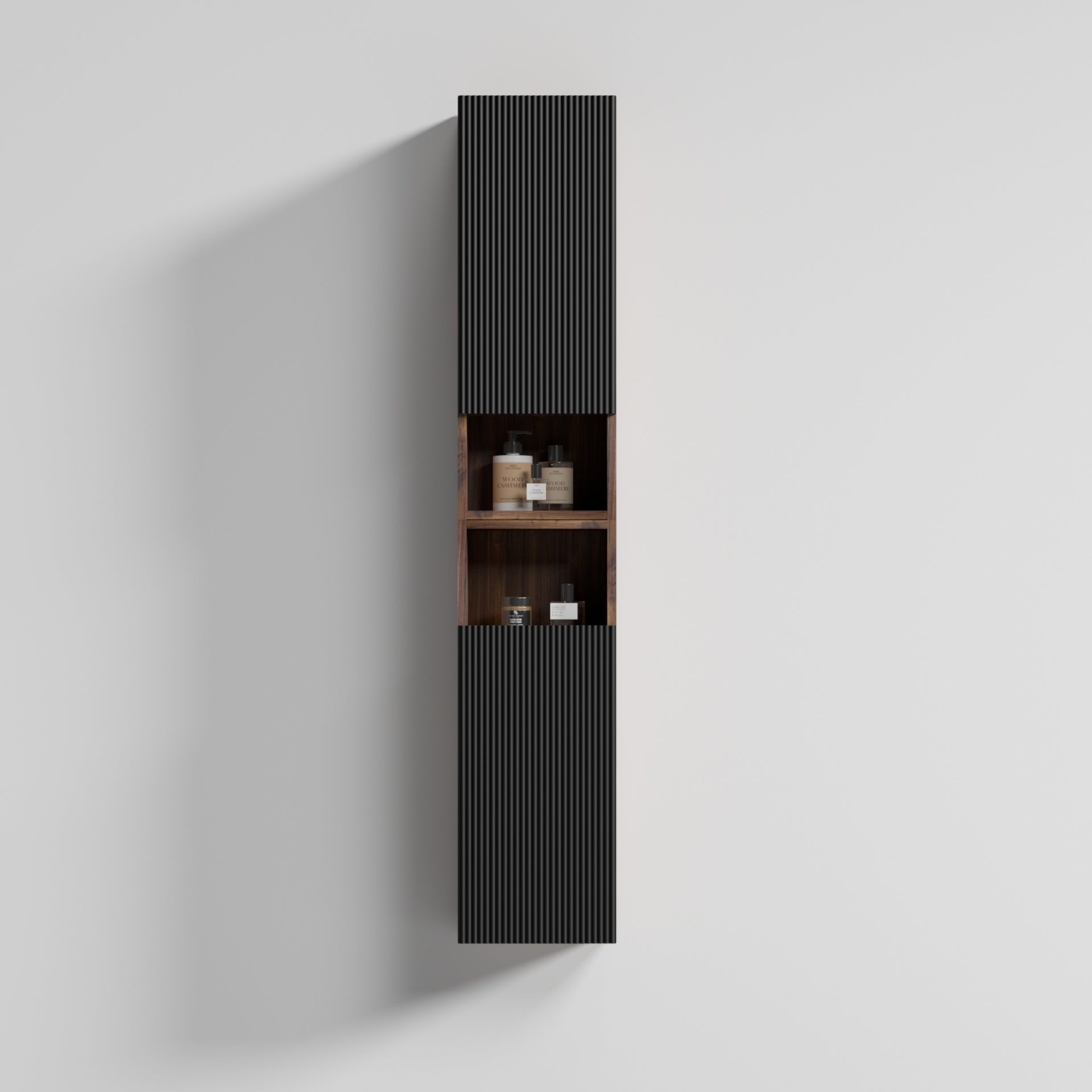 CC1014S110.309  Black & Walnut Bathroom Floating Side Cabinet, Wall-mounted Storage Cabinet for Small Space, KD