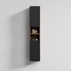 CC1014S110.309  Black & Walnut Bathroom Floating Side Cabinet, Wall-mounted Storage Cabinet for Small Space, KD