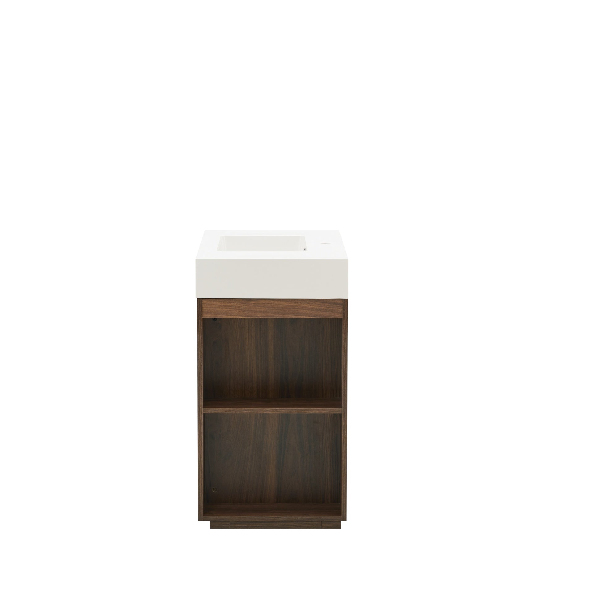 GALAN 36F" Winston Walnut Bathroom Vanity with Sink, Large Storage Freestanding Bathroom Vanity for Modern Bathroom, One-Piece White Quartz Sink Basin without Drain and Faucet, KD