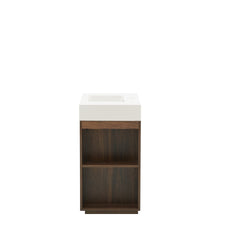 GALAN 36F" Winston Walnut Bathroom Vanity with Sink, Large Storage Freestanding Bathroom Vanity for Modern Bathroom, One-Piece White Quartz Sink Basin without Drain and Faucet, KD