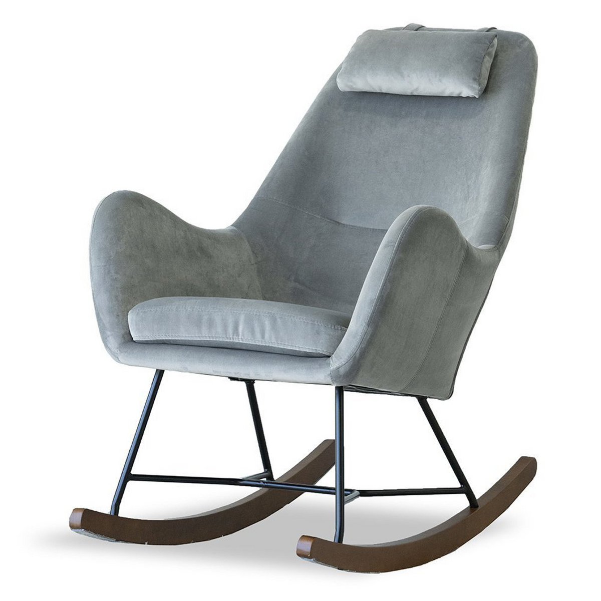 Chelsea Grey Velvet Rocking Chair, Comfort and Style for Home, Light Gray, Velvet, 38.5"H x 27.5"W x 36"D for Living Room Bedroom Waiting Room