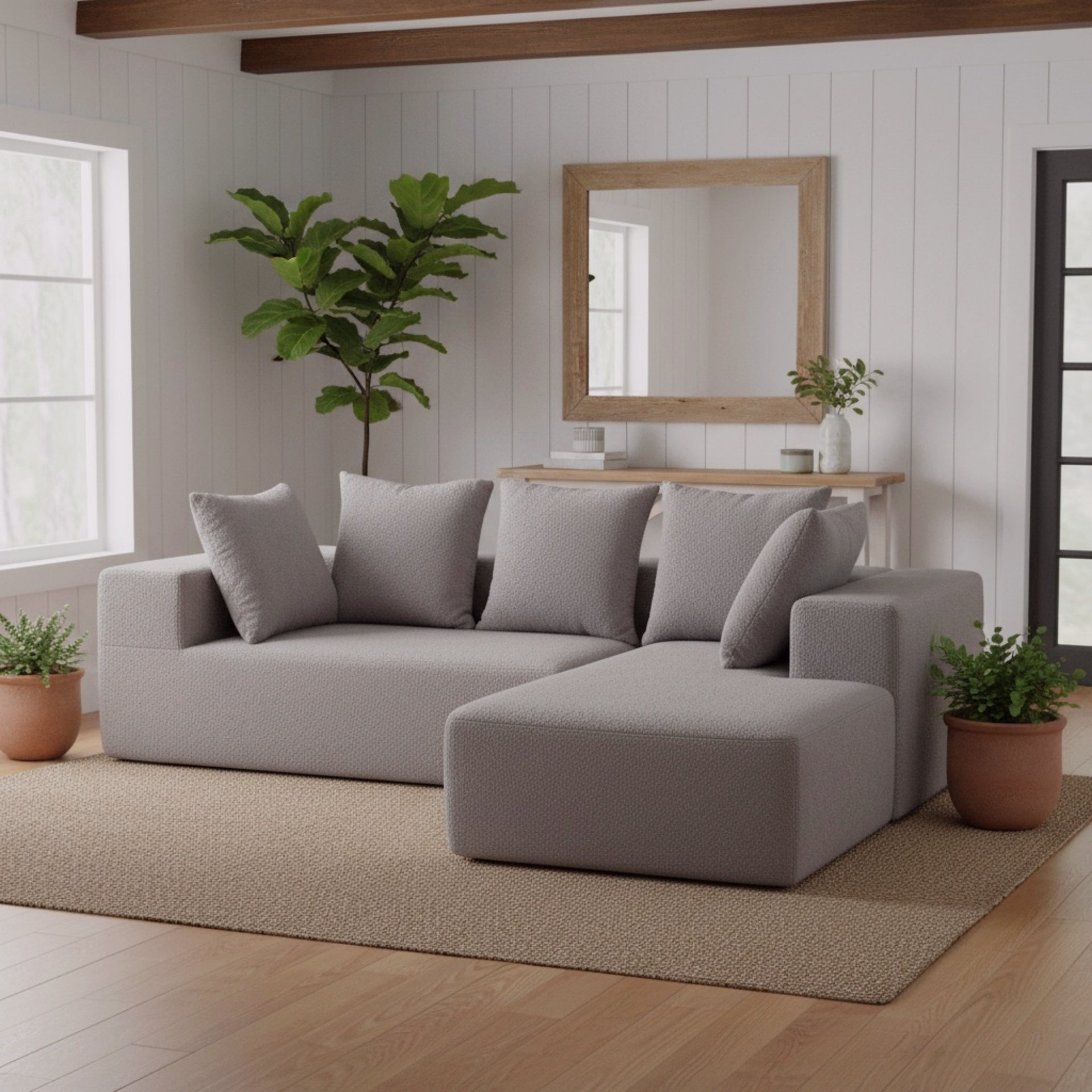 Modern Modular Compressed Sofa with Soft Cushions - Versatile Sectional for Living Room, Grey:YKX-33002-Grey