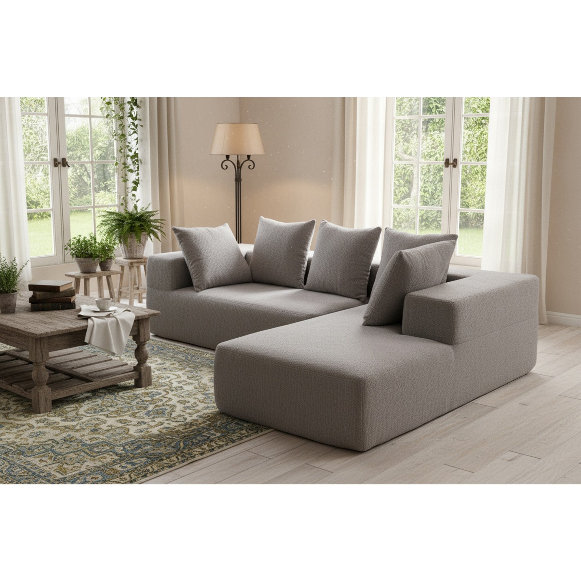 Modern Modular Compressed Sofa with Soft Cushions - Versatile Sectional for Living Room, Grey:YKX-33002-Grey