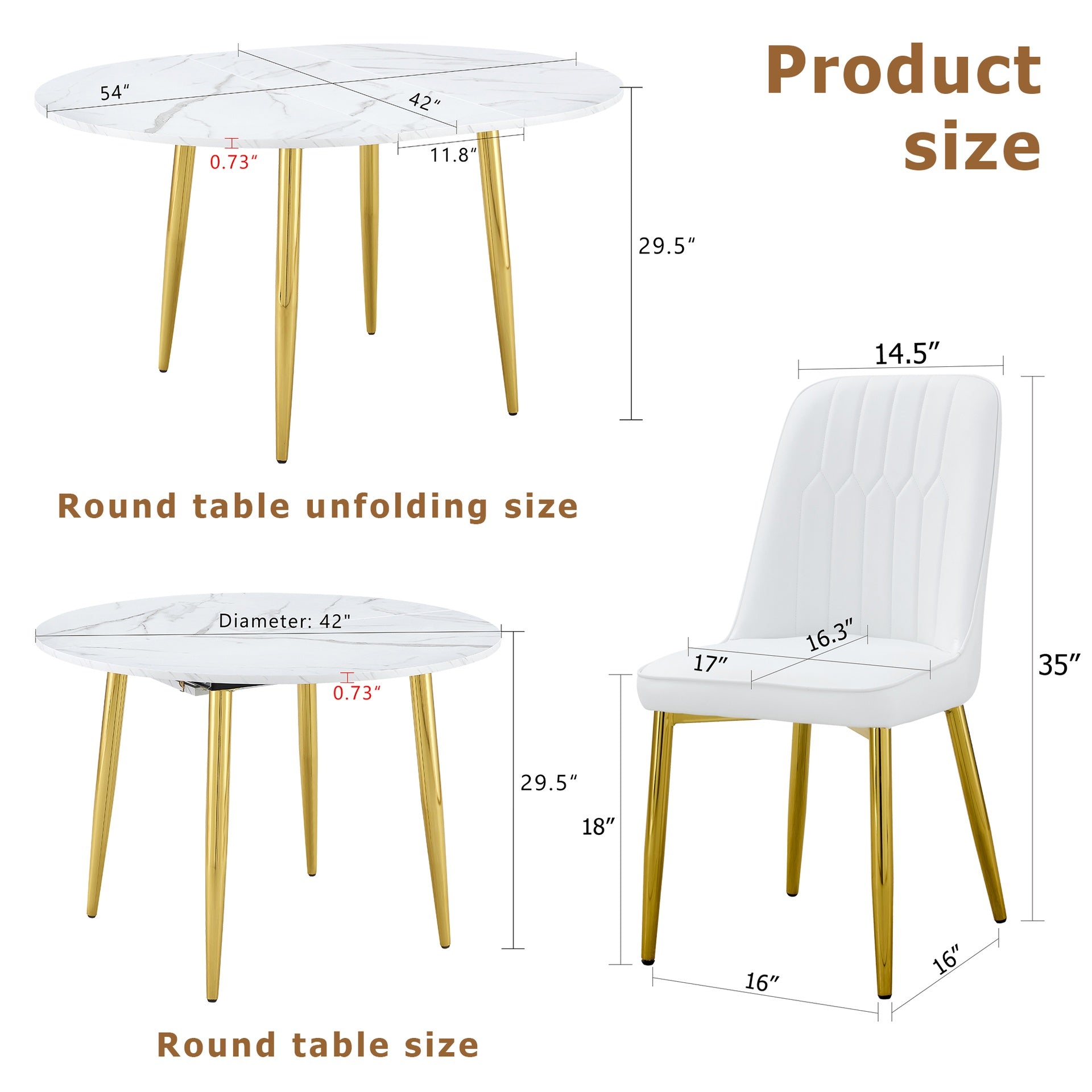 Table and chair set.Extendable MDF Dining Table.The pull-out table is suitable for gatherings of different size.Paired with 4 White PU Chairs with Simple Line Designs On The Backrest.